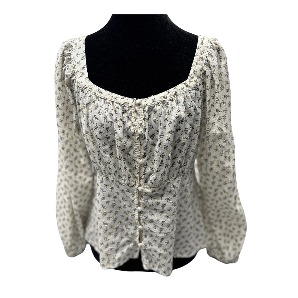 Old Navy Babydoll Top Square Neck Blouse S Ditsy Floral Peasant Milk Maid